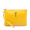 Saint Laurent Chevron Leather Monogram Zip A5 Wristlet Pouch Secondhand