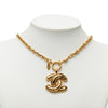 Chanel CC Gold Plated Quilted Pendant Necklace Secondhand