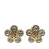 Secondhand Chanel CC Gold Plated Rhinestone Flower Clip On Earrings