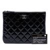 Chanel Small Quilted Crinkled Patent O Case Clutch Secondhand