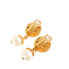 Chanel CC Gold Plated Faux Pearl Drop Clip On Earrings Secondhand