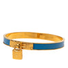 Hermès Gold Plated Courchevel Kelly Cadena Lock Bangle Bracelet Secondhand