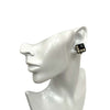 Chanel CC Resin Rhinestone Square Clip On Earrings Secondhand