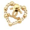 Chanel CC Gold Plated Rhinestone Faux Pearl Heart Brooch Secondhand
