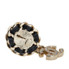 Chanel Gold Plated Leather Woven Faux Pearl CC Crystal Drop Earrings Secondhand