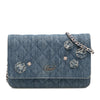 Chanel Quilted Denim Camellia Wallet On Chain Denim Secondhand