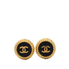 Chanel CC Gold Plated and Enamel Round Clip On Earrings Secondhand