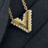 Louis Vuitton Gold Plated Essential V Pearl Necklace Secondhand