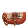 Burberry Haymarket Check Coated Canvas and Grained Leather Clutch Secondhand