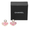 Secondhand Chanel CC Gold Plated Enamel Faux Pearl Heart Drop Push Back Earrings