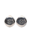 Chanel CC Silver Plated Round Clip on Earrings Secondhand