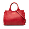 Secondhand Prada Small Woven Goatskin Madras Satchel