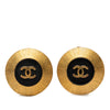 Secondhand Chanel CC Gold Plated Enamel Button Clip On Earrings