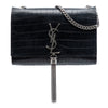 Saint Laurent Croc Embossed Leather Monogram Kate Tassel Wallet on Chain Secondhand