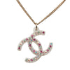 Chanel CC Gold Plated Strass Resin Pendant Necklace Secondhand
