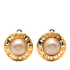 Chanel Gold Plated Faux Pearl Round Clip On Earrings Secondhand