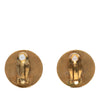Chanel CC Gold Plated Enamel Round Clip On Earrings Secondhand