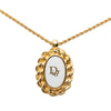 Dior Gold Plated Resin Logo Oval Pendant Necklace Secondhand