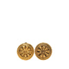 Chanel Gold Plated Round Floral Shield Clip On Earrings Secondhand