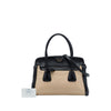 Prada Bicolor Saffiano Cuir Trimmed Canvas Satchel Secondhand