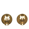 Chanel Gold Plated and Acrylic Logo Round Button Clip On Earrings Secondhand