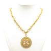 Chanel Gold Plated CC Braided Round Pendant Necklace Secondhand