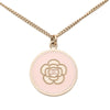 Secondhand Chanel CC Gold Plated and Enamel Camellia Round Pendant Necklace