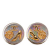 Chanel Gold Plated Resin CC Camellia Button Clip On Earrings Secondhand