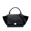 Celine Medium Drummed Calfskin and Suede Trapeze Satchel Secondhand