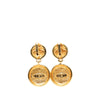 Chanel CC Gold Plated Medallion Drop Clip on Earrings Secondhand