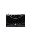 Chanel CC Quilted Patent Striated Flap Clutch with Chain Secondhand