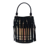 Burberry House Check Canvas and Suede Fringe Bucket Bag Secondhand