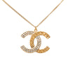 Chanel CC Gold Plated Strass Quilted Pendant Necklace Secondhand