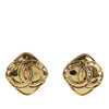 Chanel CC Gold Plated Diamond Shape Clip On Earrings Secondhand
