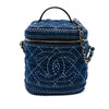 Chanel CC Quilted Denim Trip Vanity Case with Chain Secondhand