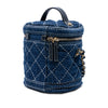 Chanel CC Quilted Denim Trip Vanity Case with Chain Secondhand