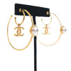 Chanel CC Gold Plated Pearl Double Hoop Earrings Secondhand