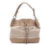 Burberry Leather Trimmed Canvas Drawstring Bucket Bag Secondhand