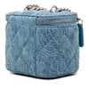 Chanel Mini Quilted Denim Camellia Sweetheart Vanity Case With Chain Secondhand