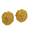 Chanel CC Gold Plated Rhinestone Shell Clip On Earrings Secondhand
