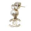 Chanel CC Gold Plated Faux Pearl and Rhinestone Drop Earrings Secondhand