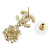 Chanel CC Gold Plated Rhinestone Embellished Drop Bullet Back Earrings Secondhand