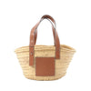 LOEWE Anagram Basket Small Raffia x Leather Handbag in Beige x Brown Secondhand