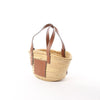 LOEWE Anagram Basket Small Raffia x Leather Handbag in Beige x Brown Secondhand