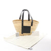LOEWE Basket Medium Raffia x Leather Shoulder Bag in Beige x Black Secondhand