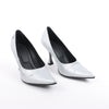 MAISON MARGIELA MM6 9 cm Laminated Leather Pumps in Silver, Size 37 EU Secondhand