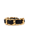 Chanel Gold Plated Leather Woven in Chain Cuff Bracelet Secondhand