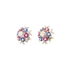 Secondhand Vintage 18K White Gold Gemstone Floral Clip Earrings ' 60s