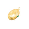 Secondhand Vintage Ribbed 18k Gold Pill Box with Cabochon Ruby - '80s