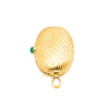 Secondhand Vintage Ribbed 18k Gold Pill Box with Cabochon Ruby - '80s